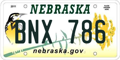 NE license plate BNX786