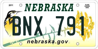NE license plate BNX791