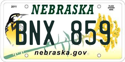NE license plate BNX859