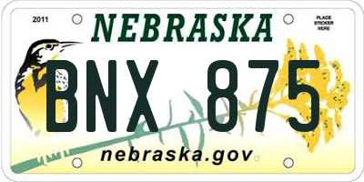 NE license plate BNX875