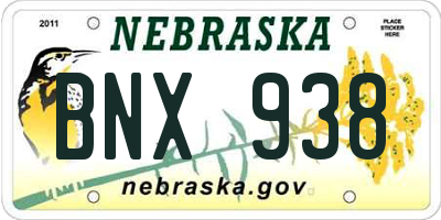 NE license plate BNX938