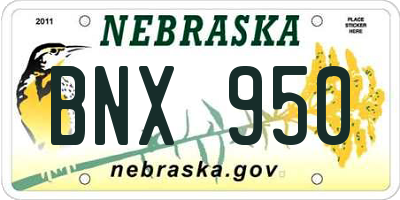 NE license plate BNX950