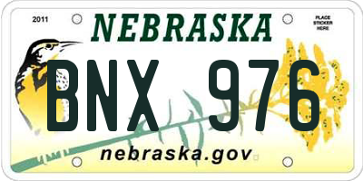 NE license plate BNX976