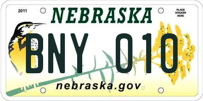 NE license plate BNY010