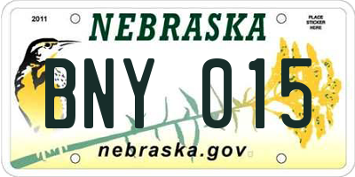 NE license plate BNY015