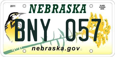 NE license plate BNY057