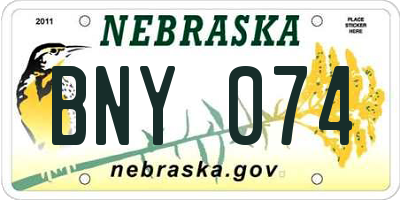 NE license plate BNY074