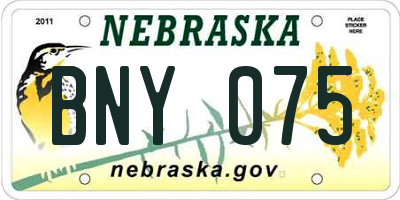 NE license plate BNY075