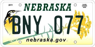 NE license plate BNY077