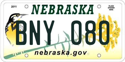 NE license plate BNY080