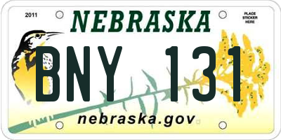 NE license plate BNY131