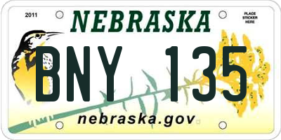 NE license plate BNY135
