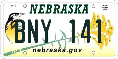 NE license plate BNY141