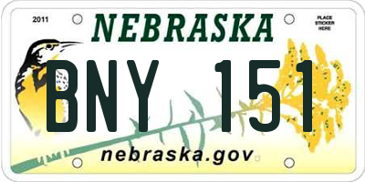 NE license plate BNY151