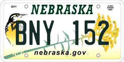 NE license plate BNY152