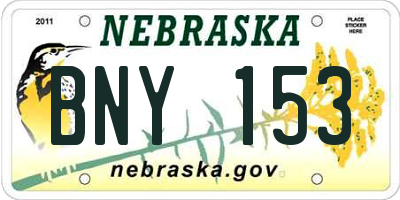 NE license plate BNY153