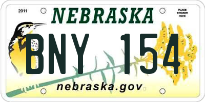 NE license plate BNY154