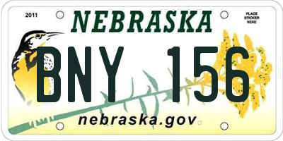 NE license plate BNY156