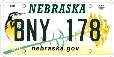 NE license plate BNY178