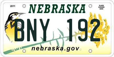 NE license plate BNY192