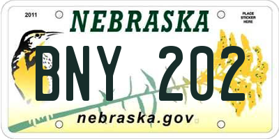 NE license plate BNY202