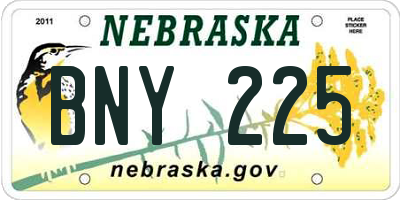 NE license plate BNY225