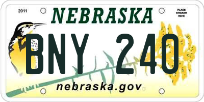 NE license plate BNY240