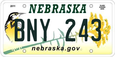 NE license plate BNY243