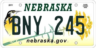 NE license plate BNY245