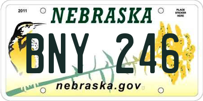 NE license plate BNY246