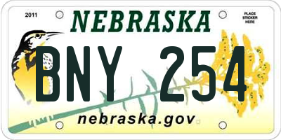 NE license plate BNY254