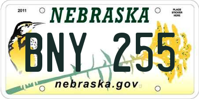 NE license plate BNY255