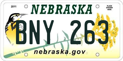 NE license plate BNY263