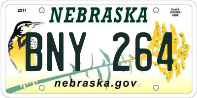 NE license plate BNY264