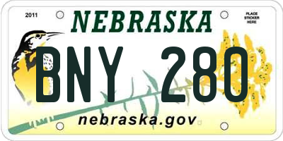 NE license plate BNY280