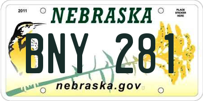 NE license plate BNY281