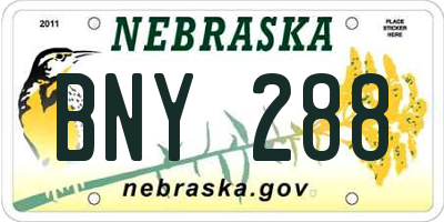 NE license plate BNY288