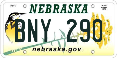 NE license plate BNY290