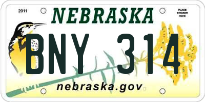 NE license plate BNY314