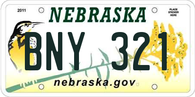 NE license plate BNY321