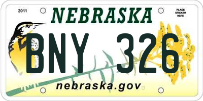 NE license plate BNY326