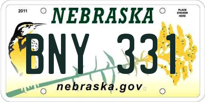 NE license plate BNY331