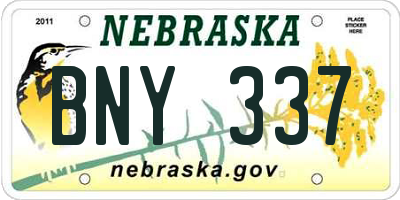 NE license plate BNY337
