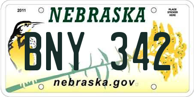 NE license plate BNY342