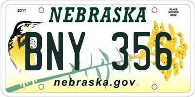 NE license plate BNY356