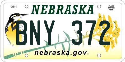 NE license plate BNY372