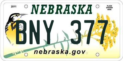 NE license plate BNY377