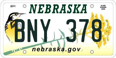 NE license plate BNY378