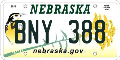 NE license plate BNY388