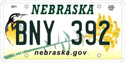 NE license plate BNY392